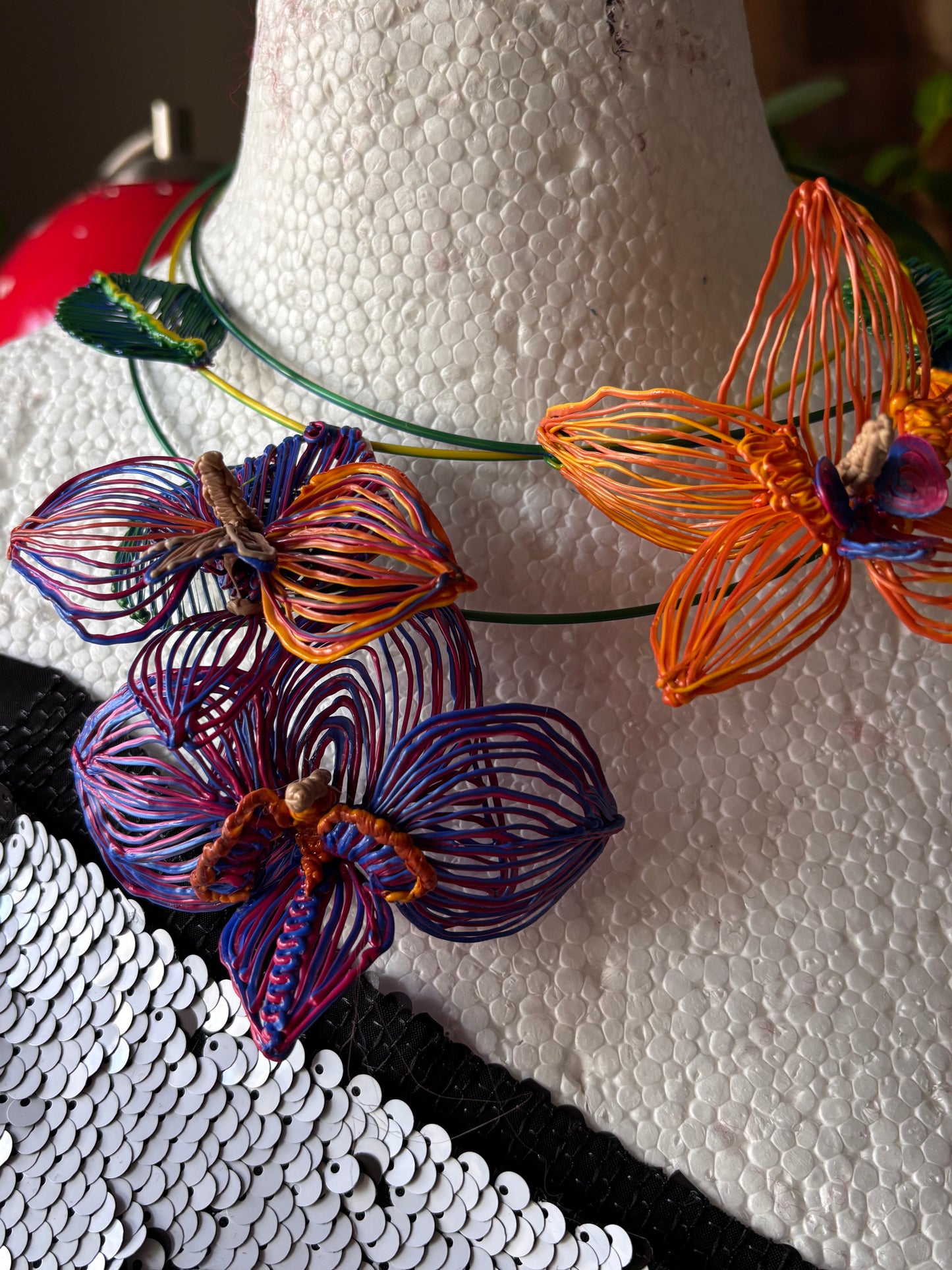 Orchid 1- Bio 3D hand-printed neckless, headpiece