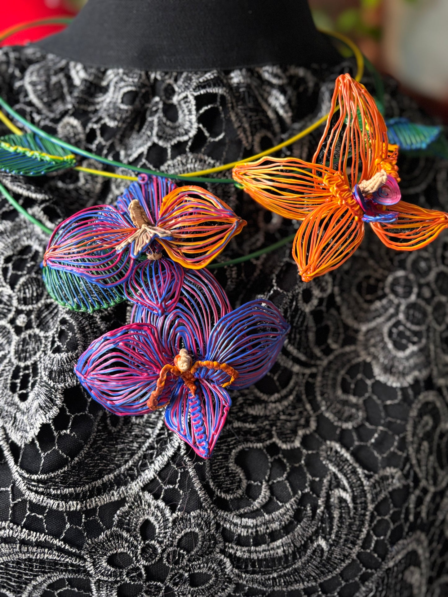 Orchid 1- Bio 3D hand-printed neckless, headpiece